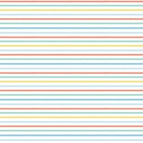 Mini // Multicolored Textured Rainbow Stripe on White