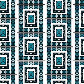 African Tapestry Geometrics white