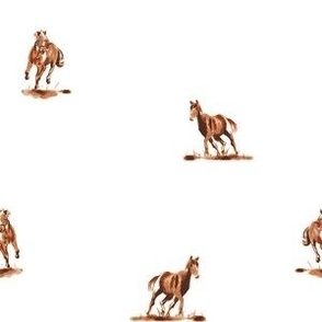 Horses in Brown small scale Fabric
