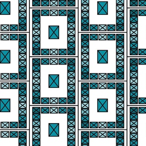 African Tapestry Geometrics White and simplified