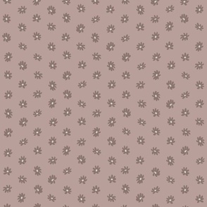 Floral Mosaic - Small Ditsy Nature Botanical Pink Floral Dots Dotted on Dusty Pink Background
