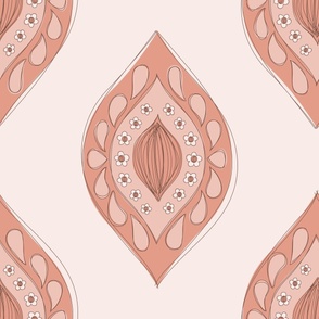 Boho Pink Monochromatic Fabric, Pink Ogee Geometric, Pink Duvet Cover