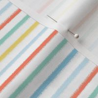 XS // Multicolored Textured Rainbow Stripe on White