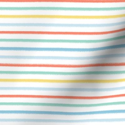 XS // Multicolored Textured Rainbow Stripe on White