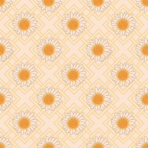 Garden Trellis Daisies-Tone on Tone-Ephemeral Cream-Oat Straw-Woodland Palette