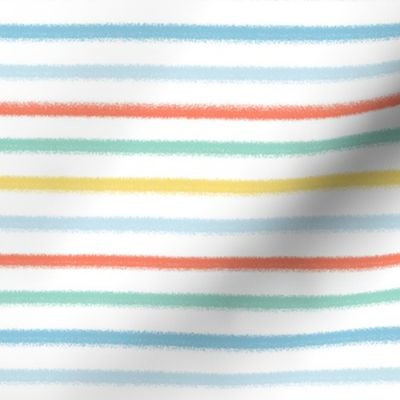 Small // Multicolored Textured Rainbow Stripe on White