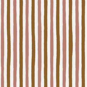 Clay Pink And Tan Brown Hand Drawn Vertical Stripes Medium
