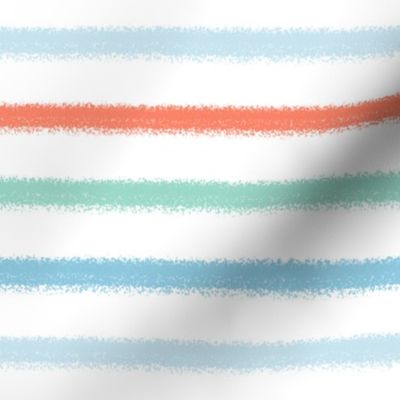 Large // Multicolored Textured Rainbow Stripe on White