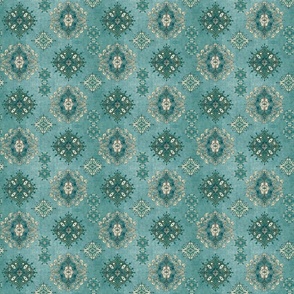 Vintage Paisley Teal on Teal (small scale)