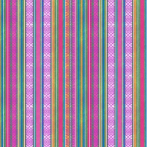 Colorful ribbon stripes with lacy detail - medium pattern