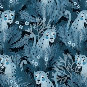 leopards -monochromatic blue (large)