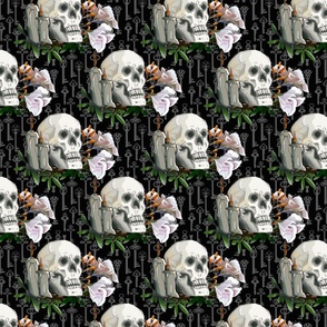 [Medium] Skull Boho with Keys on Black