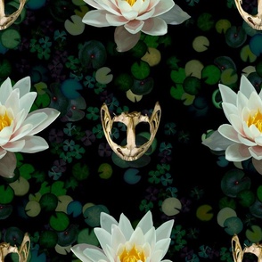 Frog Skulls and Water Lilies Large Scale Design