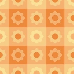 6" Orange Gingham Geometric Flower Pattern - Sunset Orange, Fawn, and UT Orange