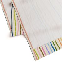 Textured Rainbow Vertical Stripes on Off-White Cream - Large