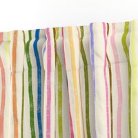 Textured Rainbow Vertical Stripes on Off-White Cream - Large