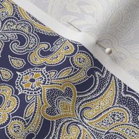 Paisley Dark Blue - Ochre