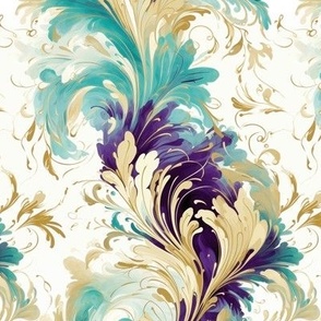 Purple, Teal and Gold Damask