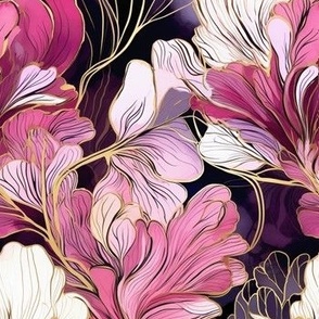 Pink  and Purple Florals in Modern Deco