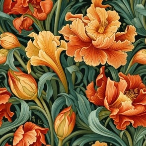 Victorian Floral William Morris Inspired  Fabric - Medium Scale