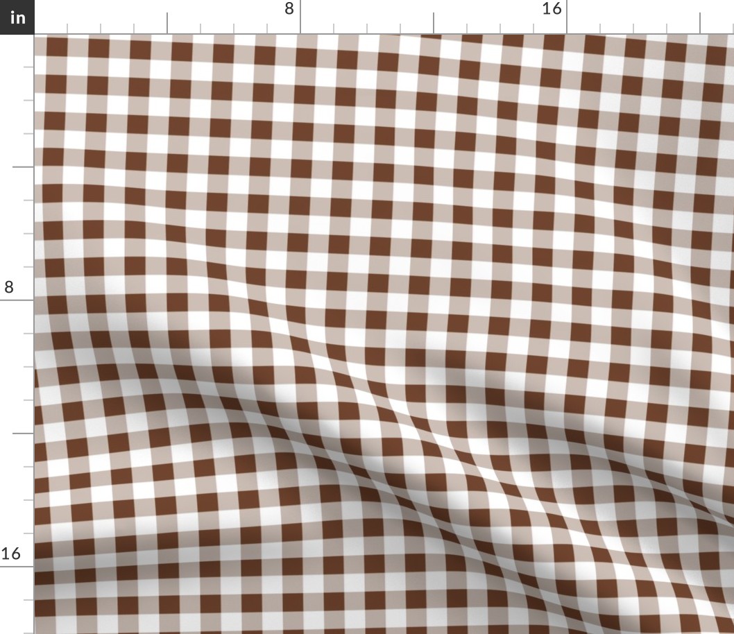 gingham cinnamon brown and white | small