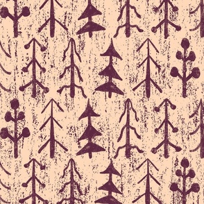Enchanted Forest Whispers: Vintage Pine & Birch Tree Pattern - Nature-Inspired Textile Design