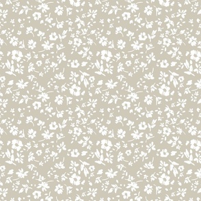 Ditsy Daisy Dance_Floral_olive_brown_Handdrawn