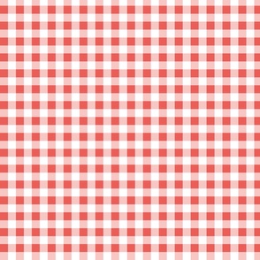 gingham coral  and white | small