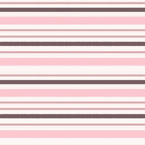 Pink Horizontal Stripes, Shades of Pink and White, Coastal Stripes