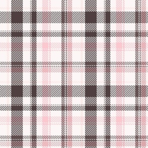 Pink Plaid, Pink, Brown and White Check, Autumn, Spring Fabric