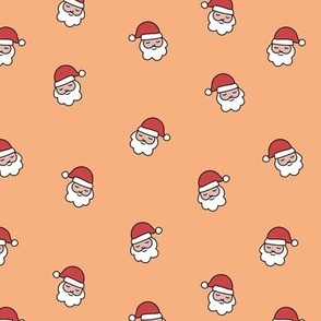 Cutesy Christmas Santa Claus - minimalist retro style santa for kids white red on peach orange