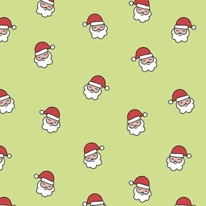 Cutesy Christmas Santa Claus - minimalist retro style santa for kids white red on lime green