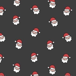 Cutesy Christmas Santa Claus - minimalist retro style santa for kids white red on charcoal gray