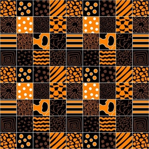 (small) doodled checkers orange black white halloween