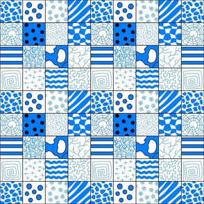 (small) doodled checkers blue white black