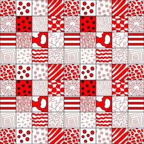 (small) doodled checkers red black white