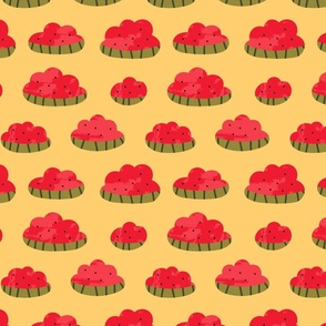 (small) watermelon clouds on mustard yellow