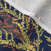 Grassland summer night pattern in orange_ yellow and dark blue small