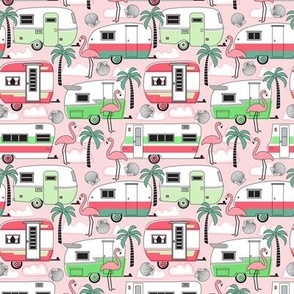 tiny trailers flamingos and palms