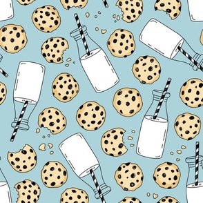 Sweet doodle cookies with milk bottle 