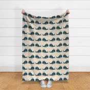 Whale tapestry on beige /  large