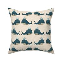 Whale tapestry on beige / medium