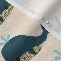 Whale tapestry on beige / medium