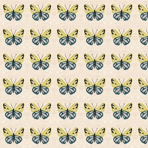 Blue and Yellow butterflies collage/ medium