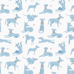 Beautiful design with hand drawn Dogs in a pastel blue colour