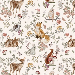 Whimsical Woodland animals floral