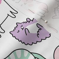 Kawaii pink cute doodle cat pattern 