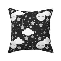 Gray Moon Star Clouds Nursery Baby Girl Boy Larger Size 