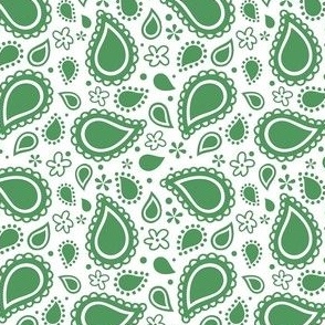 Small Scale Playful Paisley Kelly Green on White