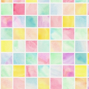 Pastel Watercolor squares in a grid large scale